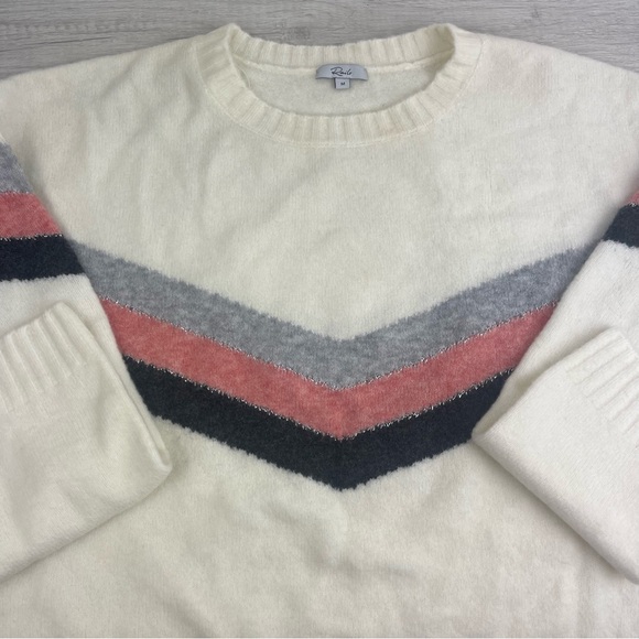 Rails Aura Wool + Cashmere Sweater In Ivory Chevron, Medium, NWOT - Picture 9 of 12
